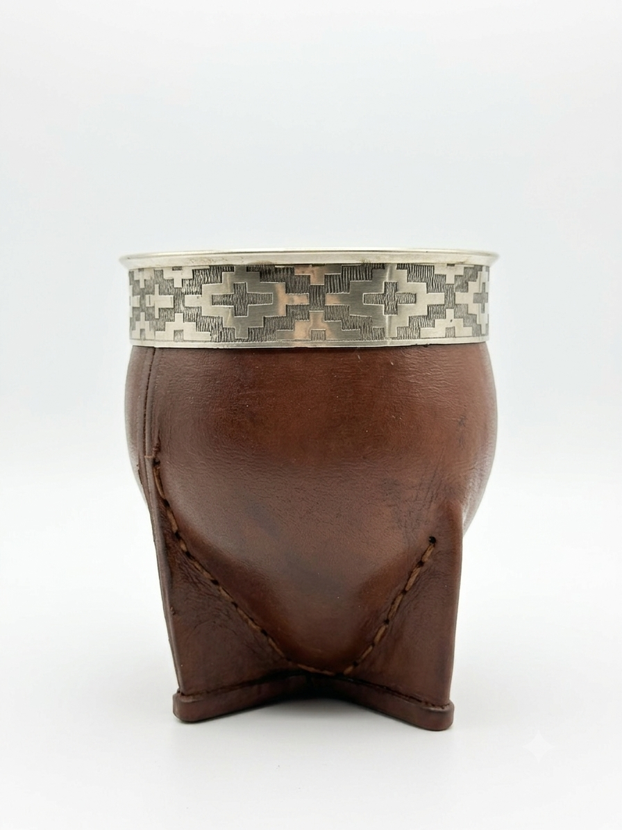 Handmade Leather Mate Gourd with Bombilla