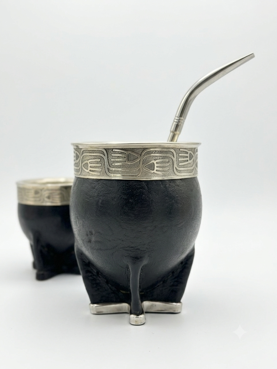 Handmade Leather Mate Gourd with Bombilla