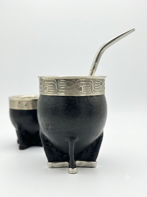 Handmade Leather Mate Gourd with Bombilla