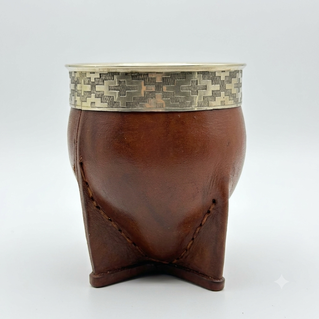 Handmade Leather Mate Gourd with Bombilla